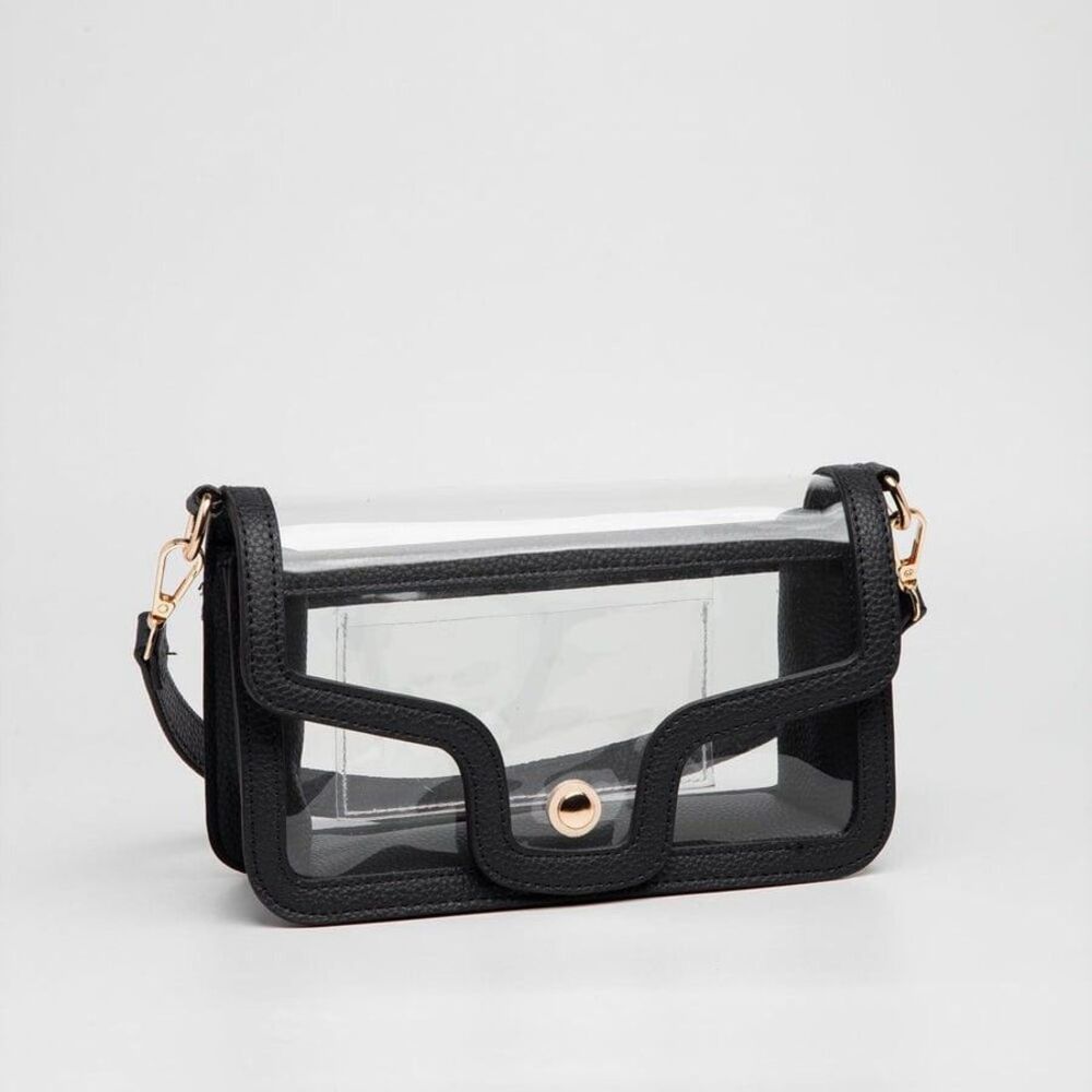 Womens Bag BLACK Shoulder Strap Stadium Approved Superbowl Transparent Concert